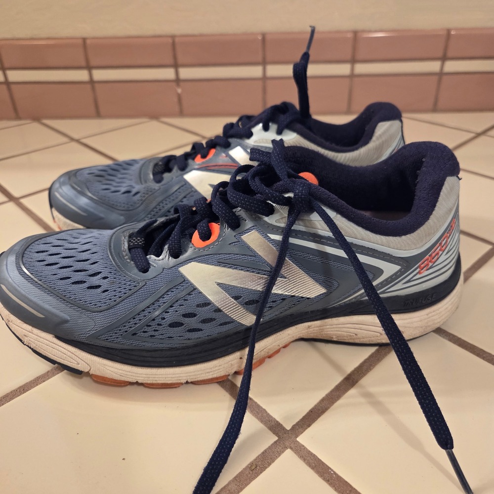 New Balance 860v8 Womens 7.5 Blue Silver Orange Running Shoes W860LG8 Stability